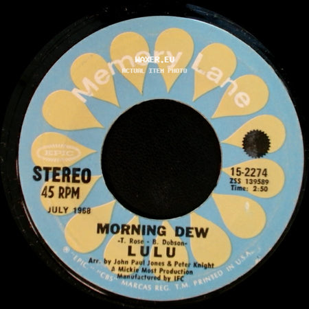 Lulu - To Sir With Love / Morning Dew side B