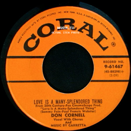 Don Cornell - Love Is A Many-Splendored Thing / The Bible Tells Me So side A