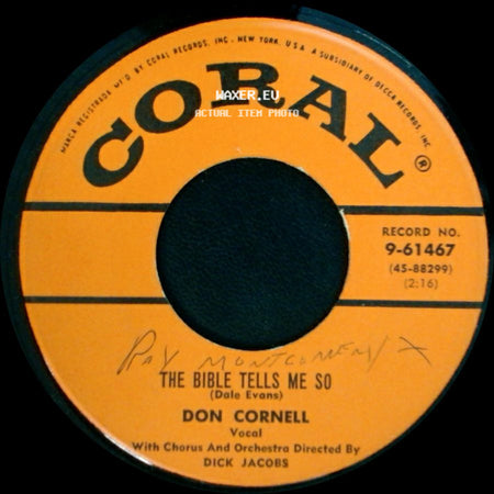Don Cornell - Love Is A Many-Splendored Thing / The Bible Tells Me So side B