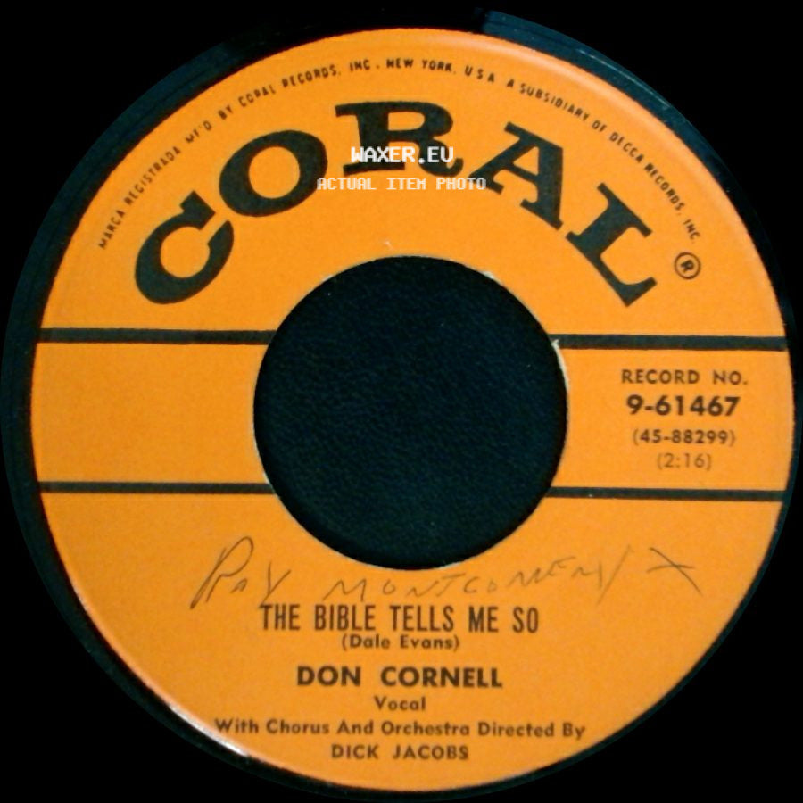 Don Cornell - Love Is A Many-Splendored Thing / The Bible Tells Me So side B