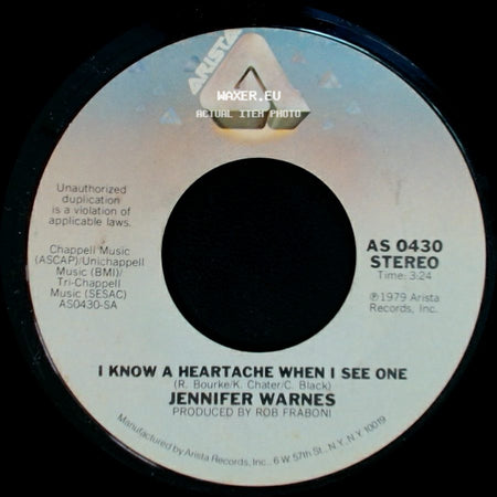 Jennifer Warnes - I Know A Heartache When I See One / Frankie In The Rain side A