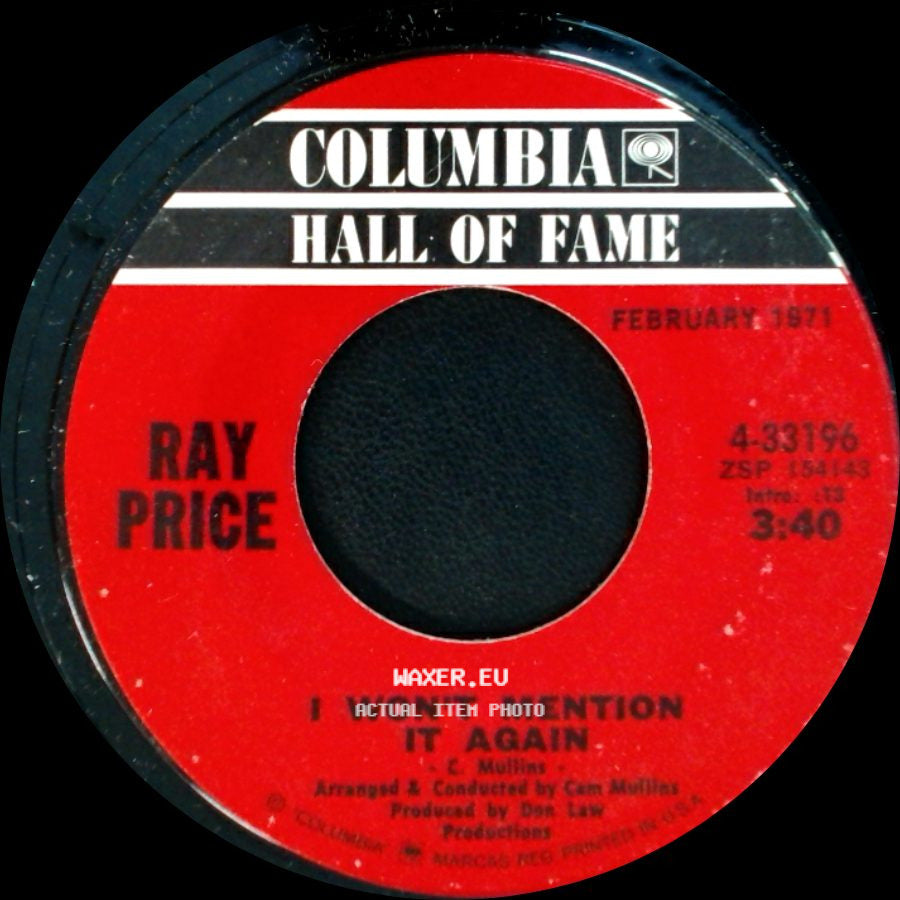 Ray Price - I Won't Mention It Again / For The Good Times side A