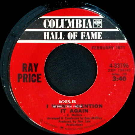 Ray Price - I Won't Mention It Again / For The Good Times side A