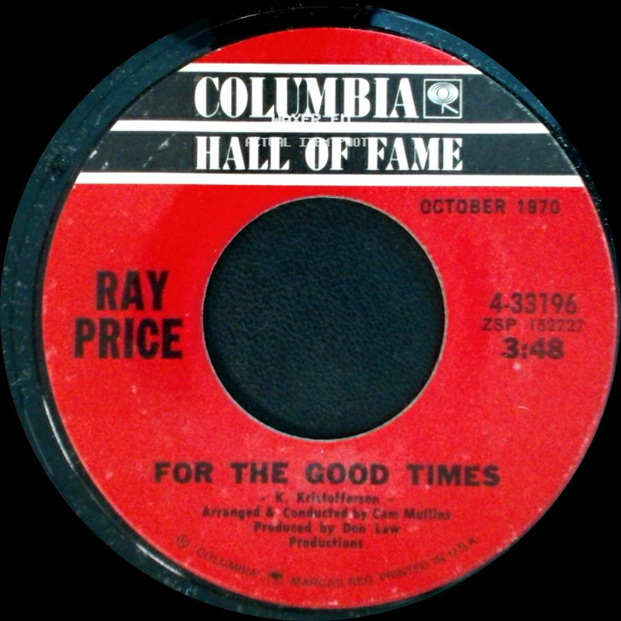 Ray Price - I Won't Mention It Again / For The Good Times side B