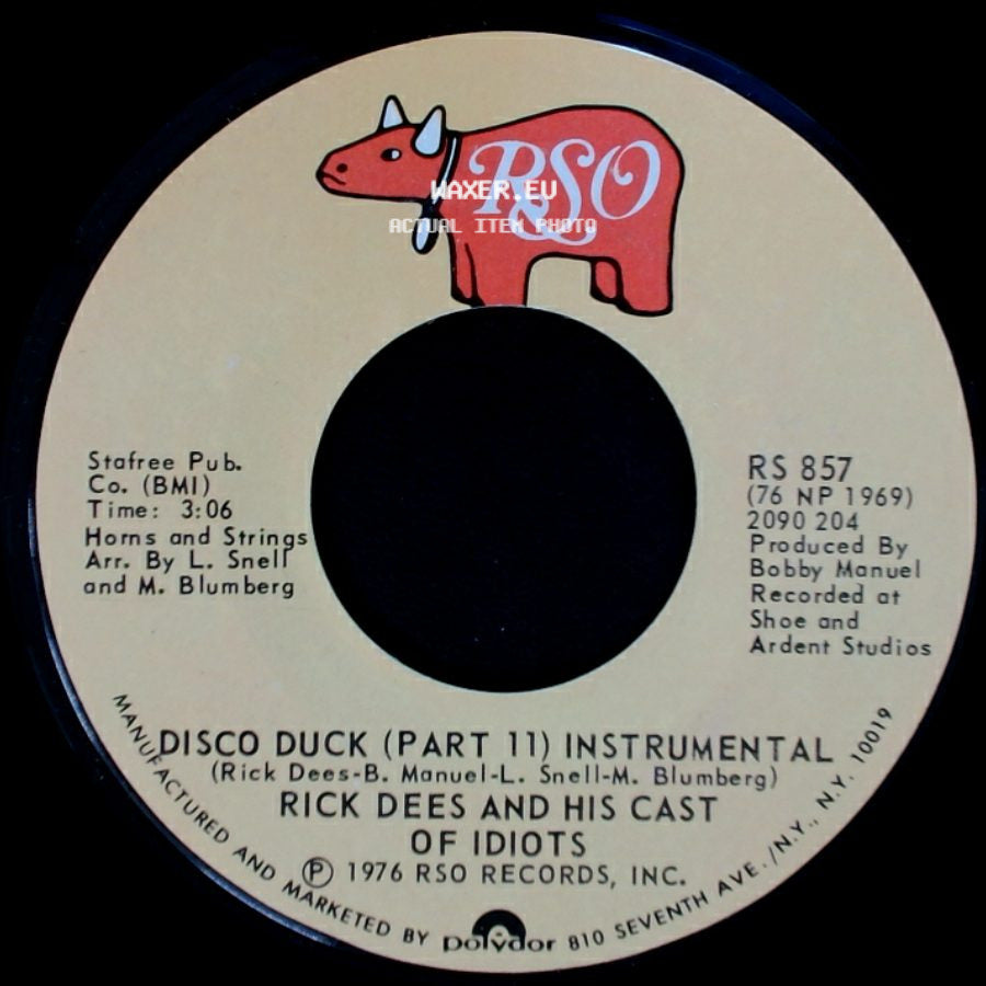 Rick Dees And His Cast Of Idiots - Disco Duck (Part Ii) Instrumental / Disco Duck (Part 1) side A