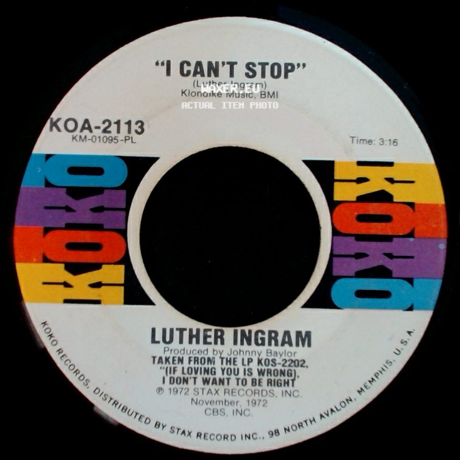 Luther Ingram - I Can't Stop / I'll Be Your Shelter (In Time Of Storm) side A
