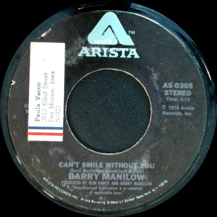 Barry Manilow - Can't Smile Without You / Sunrise side A