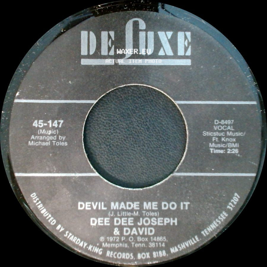 Dee Dee Joseph & David - City Called Loneliville / Devil Made Me Do It side B