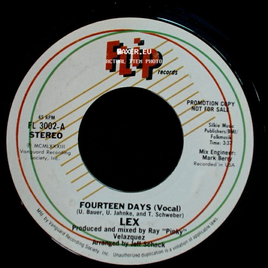 Lex - Fourteen Days (Dub Version) / Fourteen Days (Vocal) side B