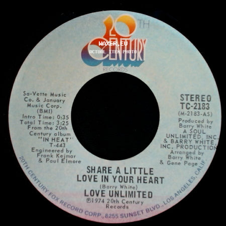 Love Unlimited - Share A Little Love In Your Heart / I Love You So, Never Gonna Let You Go side A