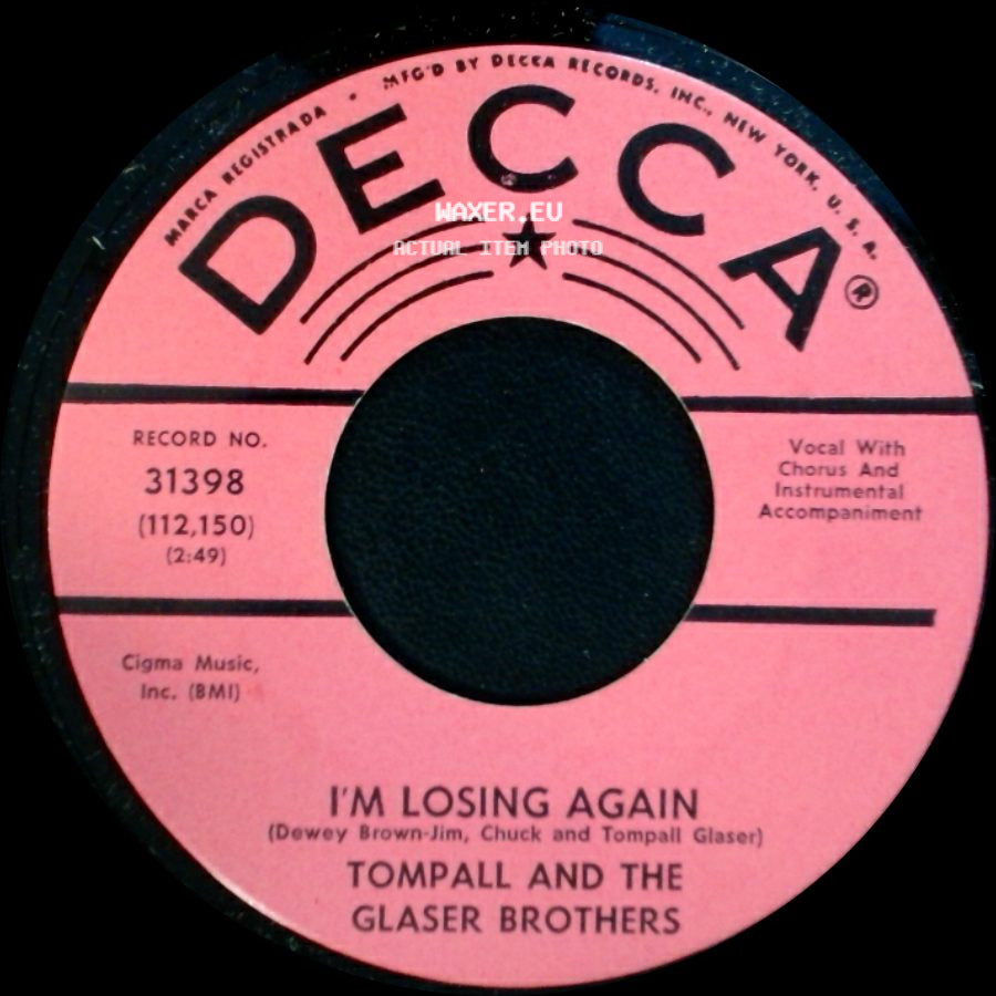 Tompail And The Glaser Brothers - I'm Losing Again / I Can't Remember side A