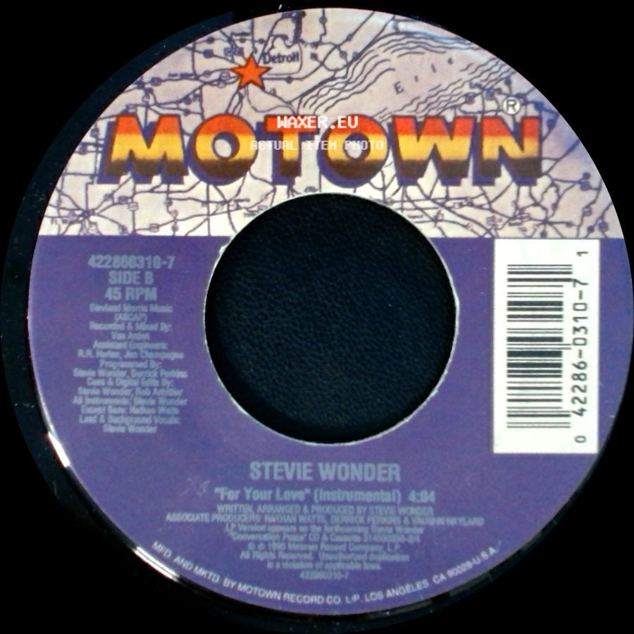 Stevie Wonder - "For Your Love" (Single Version) / "For Your Love" (Instrumental) side B