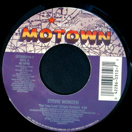 Stevie Wonder - For Your Love (Single Version) / For Your Love (Instrumental) side A