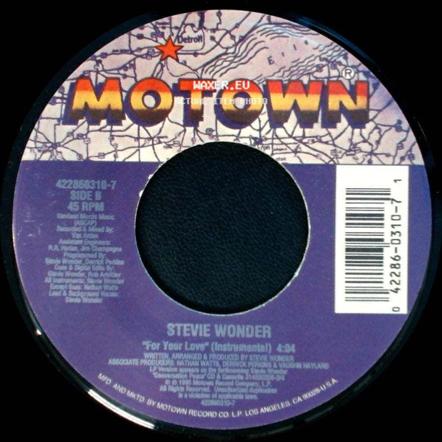 Stevie Wonder - For Your Love (Single Version) / For Your Love (Instrumental) side B