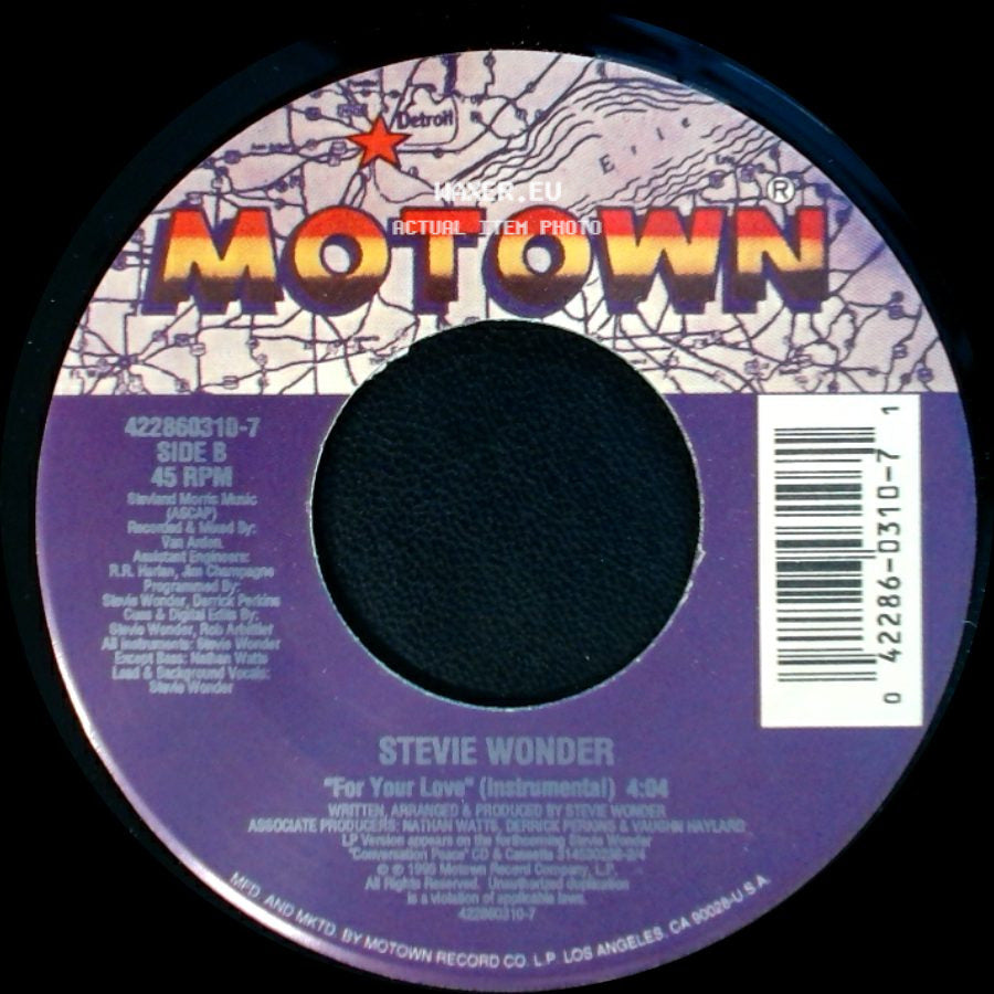 Stevie Wonder - For Your Love (Single Version) / For Your Love (Instrumental) side B