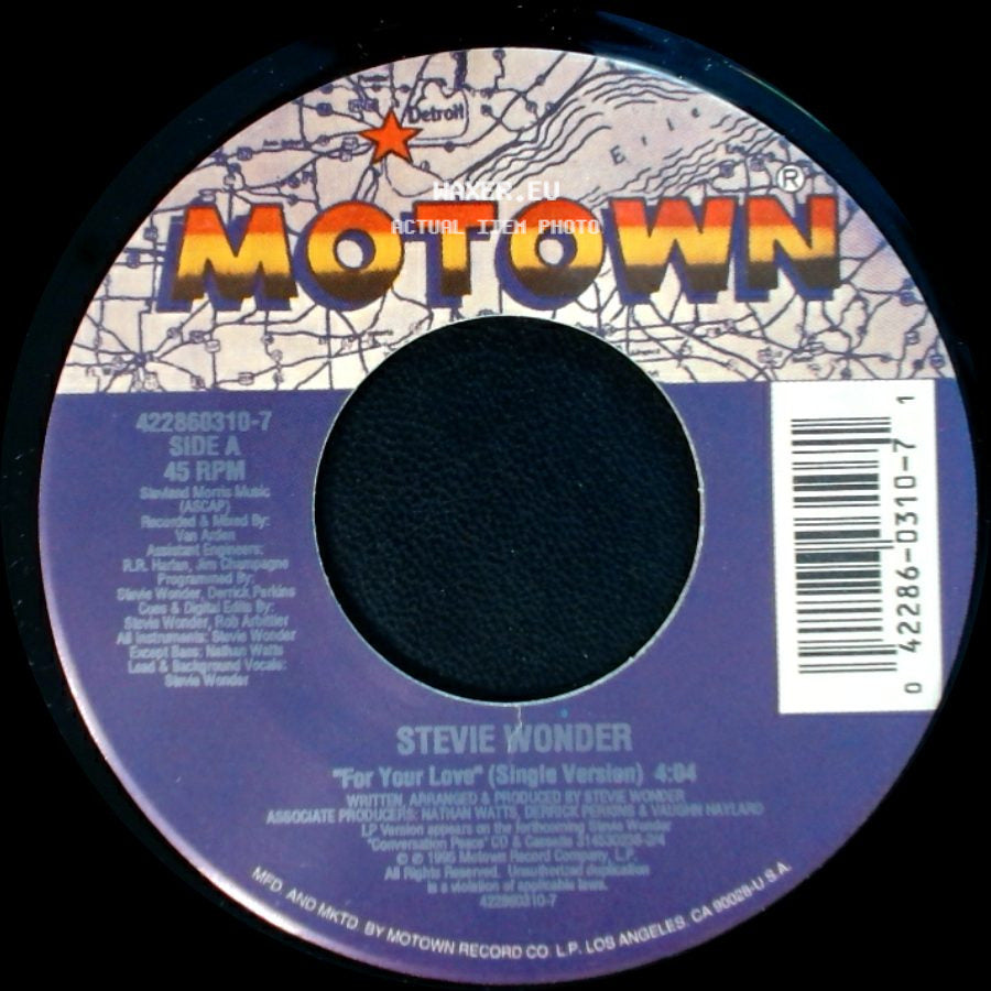 Stevie Wonder - "For Your Love" (Single Version) 4:04 / For Your Love (Instrumental) side A