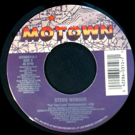 Stevie Wonder - For Your Love (Single Version) / For Your Love (Instrumental) side B
