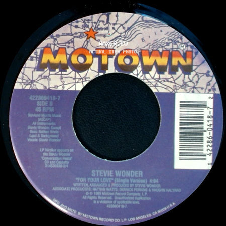 Stevie Wonder - Unknown Title A / For Your Love (Single Version) side B