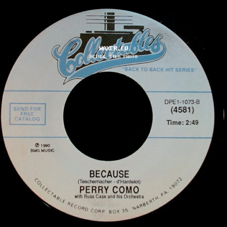 Perry Como With Russ Case And His Orchestra / Perry Como - Because / Prisoner Of Love side A
