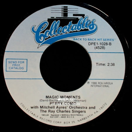 Perry Como / Perry Como With Mitchell Ayres' Orchestra And The Ray Charles Singers - Magic Moments / Round And Round side A