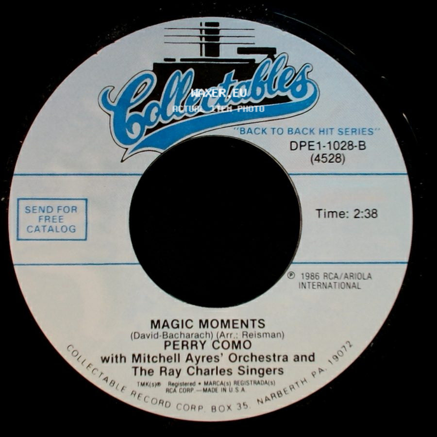 Perry Como / Perry Como With Mitchell Ayres' Orchestra And The Ray Charles Singers - Magic Moments / Round And Round side A