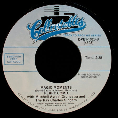 Perry Como / Perry Como With Mitchell Ayres' Orchestra And The Ray Charles Singers - Magic Moments / Round And Round side A