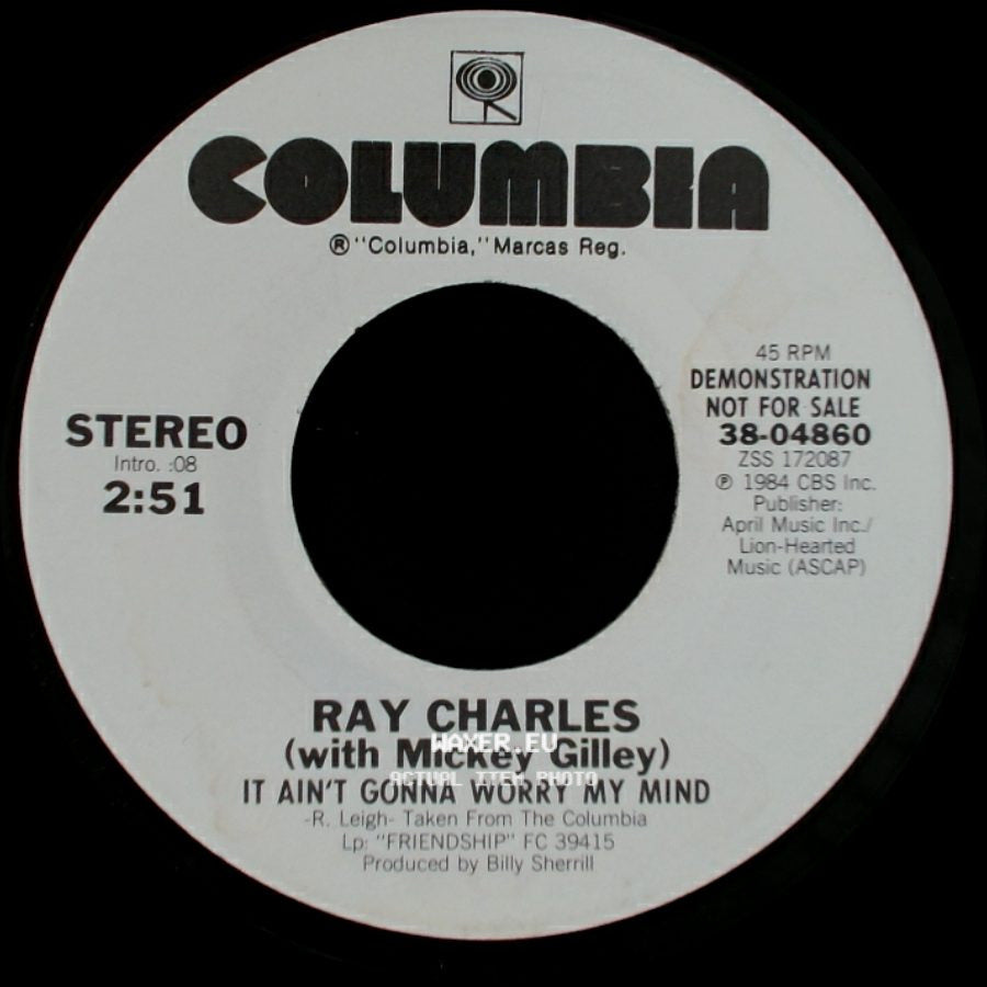 Ray Charles (With Mickey Gilley) - It Ain't Gonna Worry My Mind / It Ain't Gonna Worry My Mind side B