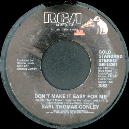 Earl Thomas Conley - Nobody Falls Like A Fool / Don't Make It Easy For Me side B