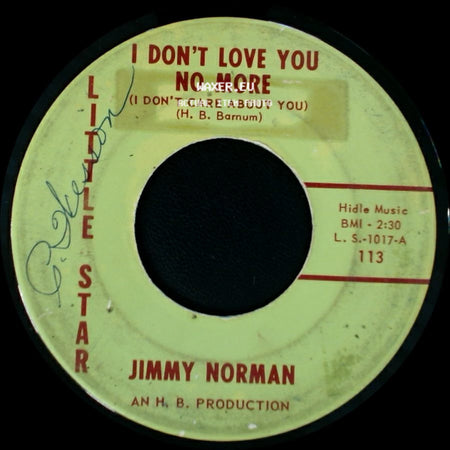 Jimmy Norman - Tell Her For Me / I Don't Love You No More (I Don't Care About You) side B