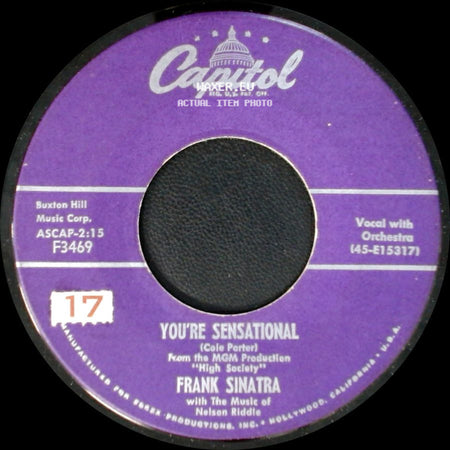 Frank Sinatra - Johnny Concho Theme (Wait For Me) / You're Sensational side B