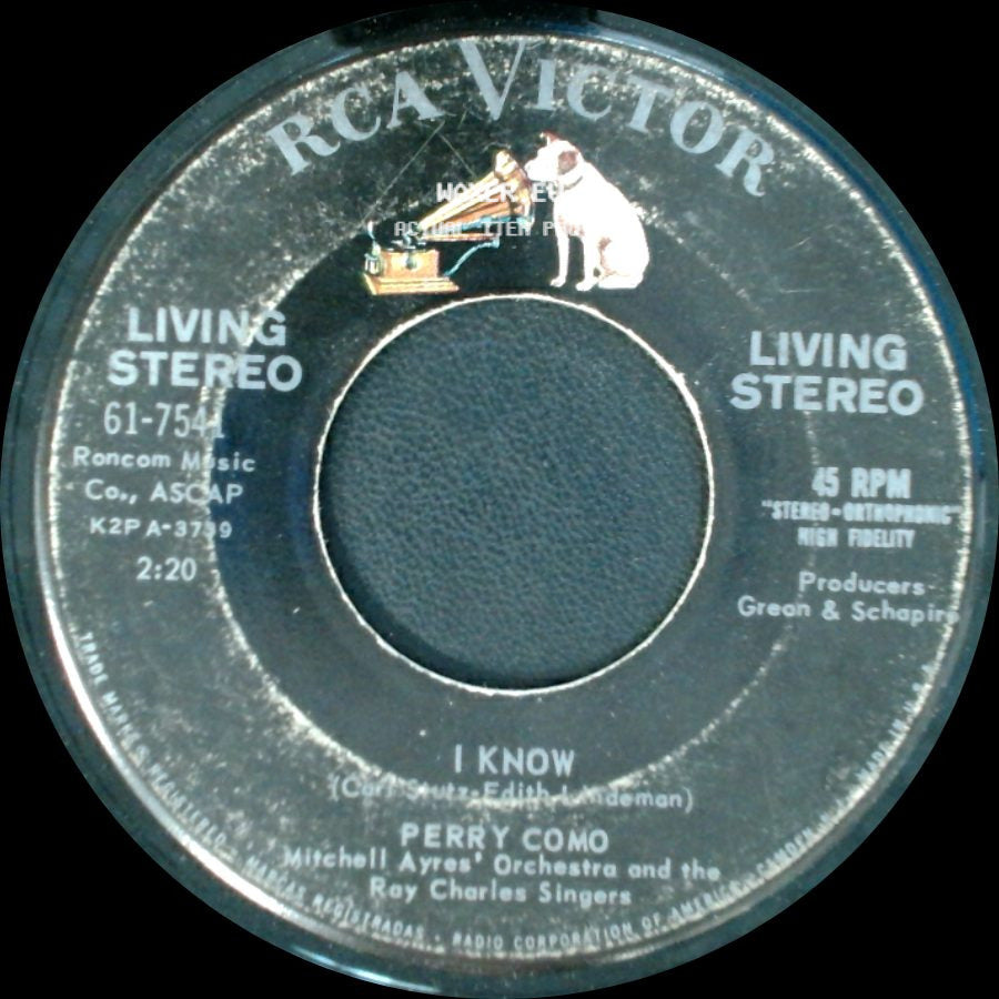 Perry Como - You Are In Love / I Know side B