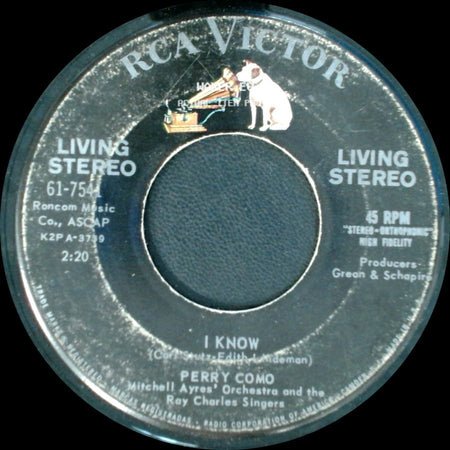 Perry Como - You Are In Love / I Know side B