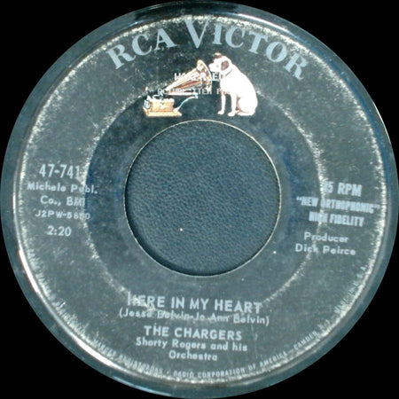 The Chargers Shorty Rogers And His Orchestra / The Chargers - The Counterfeiter / Here In My Heart side B