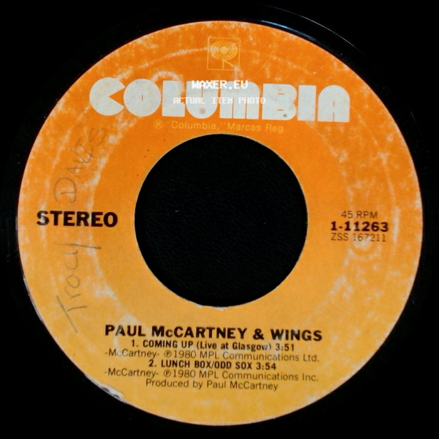 Paul Mccartney & Wings / Paul Mccartney - Coming Up (Live At Glasgow) / Lunch Box/Odd Sox / Coming Up side A