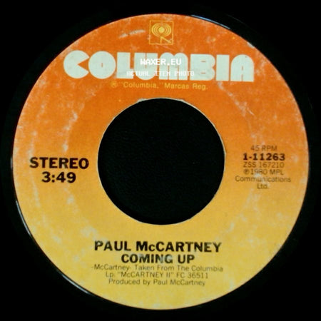 Paul Mccartney & Wings / Paul Mccartney - Coming Up (Live At Glasgow) / Lunch Box/Odd Sox / Coming Up side B