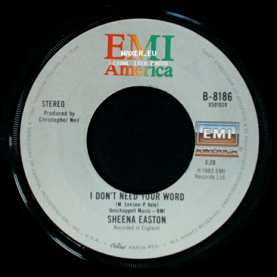 Sheena Easton - I Don't Need Your Word / Almost Over You side A