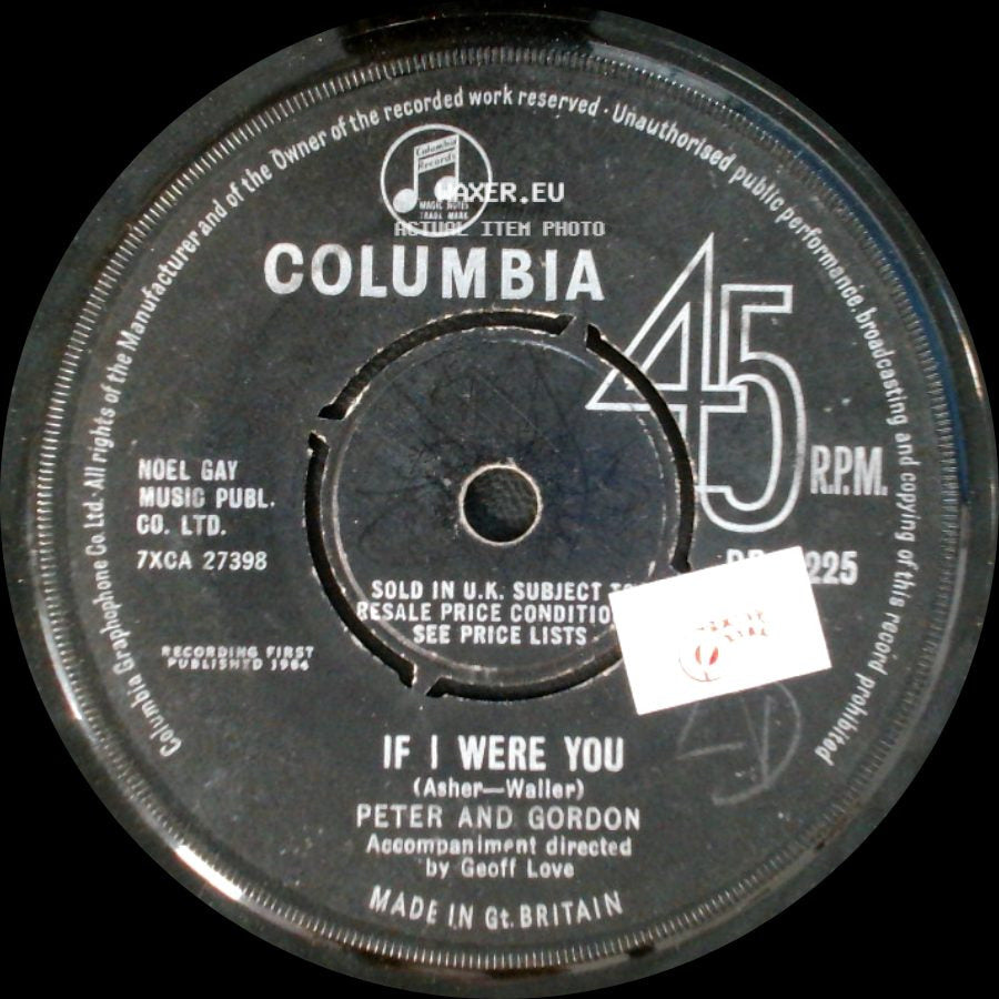 Peter And Gordon - A World Without Love / If I Were You side B