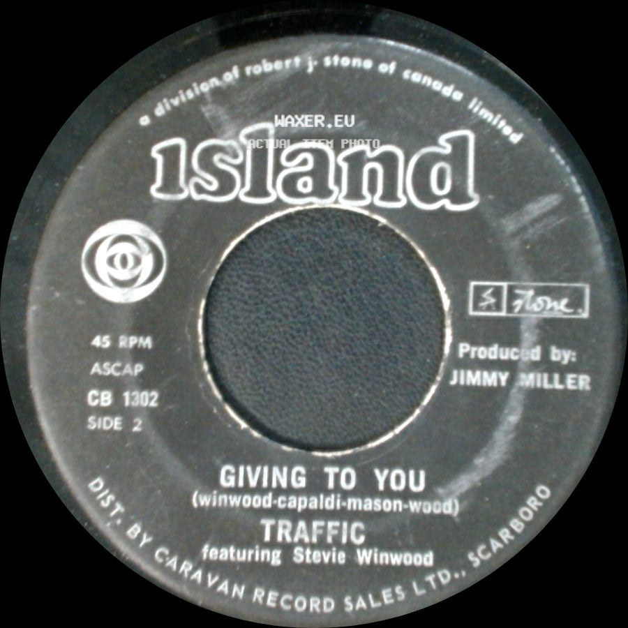 Traffic Featuring Stevie Winwood - Paper Sun / Giving To You side B