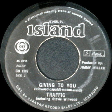 Traffic Featuring Stevie Winwood - Paper Sun / Giving To You side B