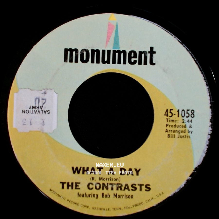 The Contrasts Featuring Bob Morrison / The Contrasts - Lonely Child / What A Day side B