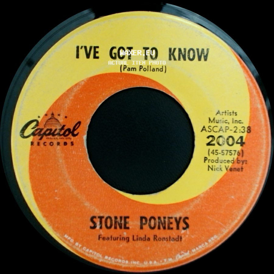 Stone Poneys / Stone Poneys Featuring Linda Ronstadt - Different Drum / I've Got To Know side B
