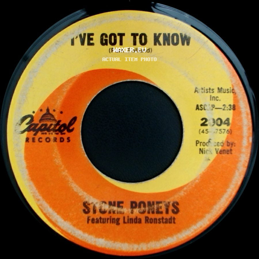 Stone Poneys Featuring Linda Ronstadt - Different Drum / I've Got To Know side B