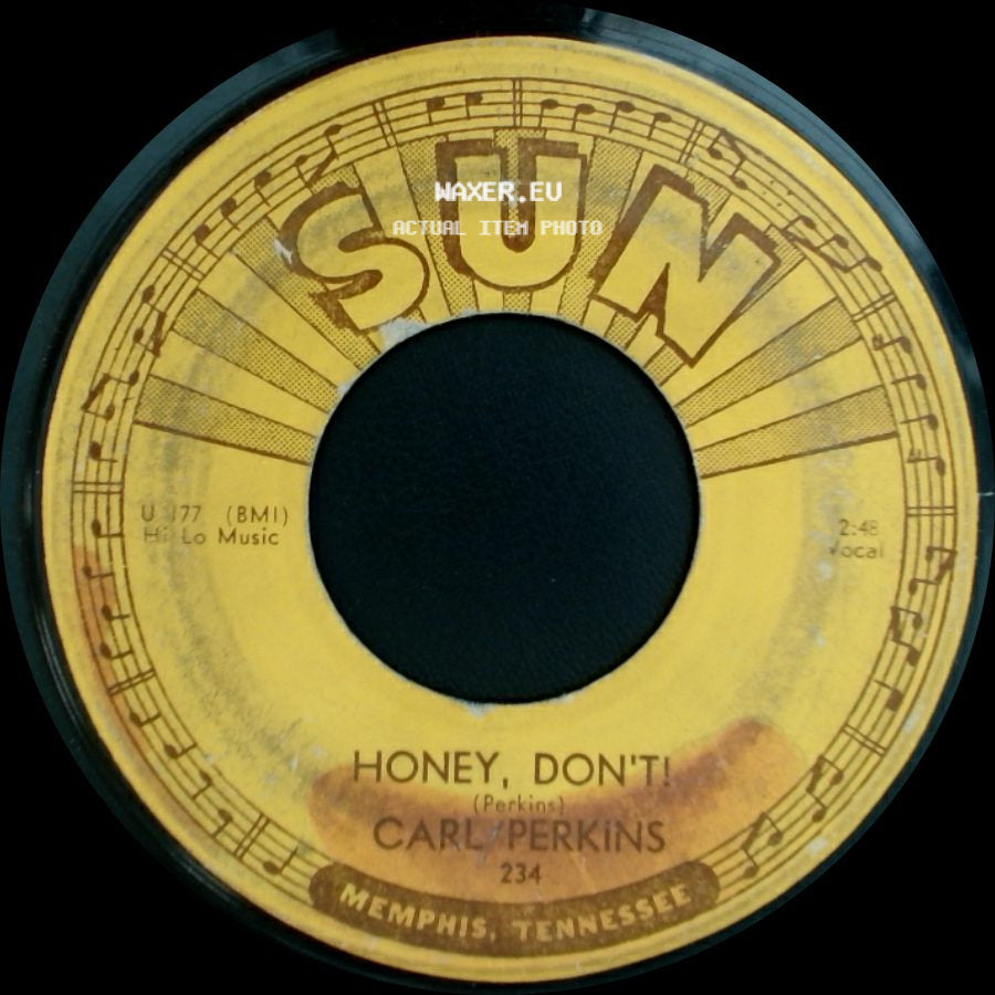 Carl Perkins - Blue Suede Shoes / Honey, Don't side B