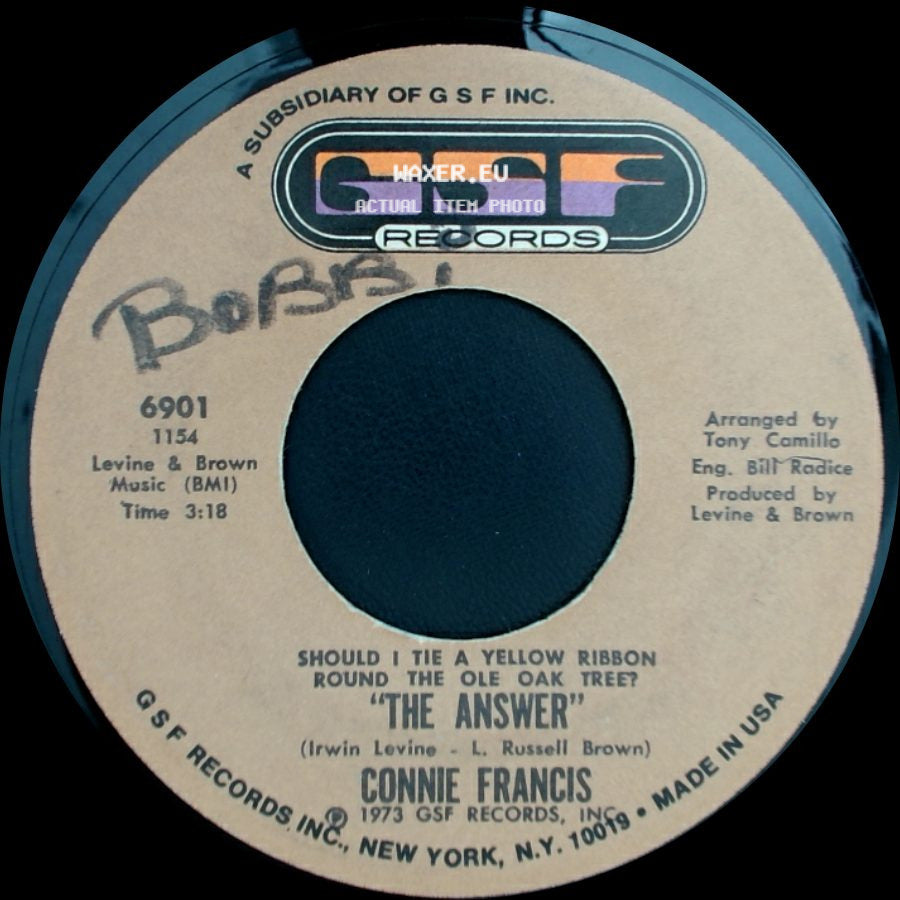 Connie Francis - Paint The Rain / Should I Tie A Yellow Ribbon Round The Ole Oak Tree? "The Answer" side B