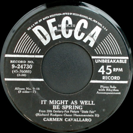 Carmen Cavallaro - It Might As Well Be Spring / So Far side A