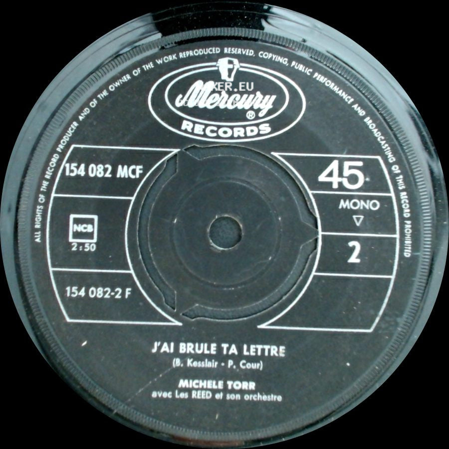 Michele Torr - J'ai Brule Ta Lettre / Ce Soir Je T'attendais side A
