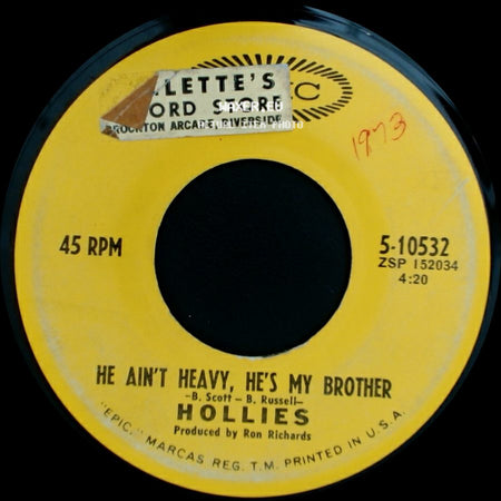 Hollies - He Ain't Heavy, He's My Brother / Cos You Like To Love Me side A