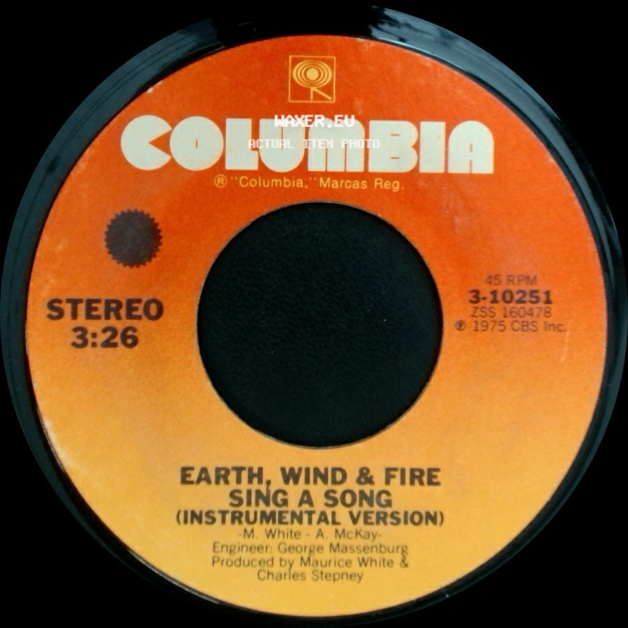 Earth, Wind & Fire - Sing A Song (Instrumental Version) / Sing A Song side A