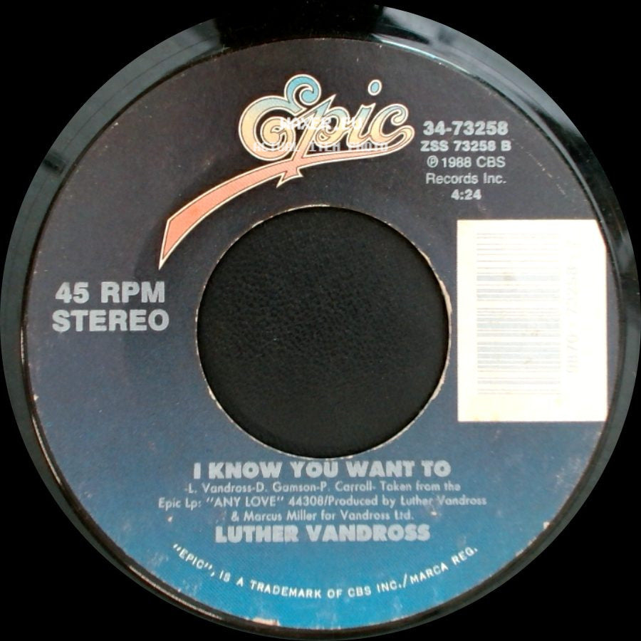 Luther Vandross - I Know You Want To / Treat You Right (Edit) side A