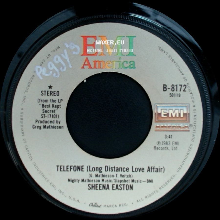 Sheena Easton - Wish You Were Here Tonight / Telefone (Long Distance Love Affair) side B